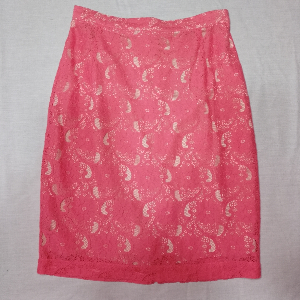 NWT H&M Pink Lace Zip Back Skirt